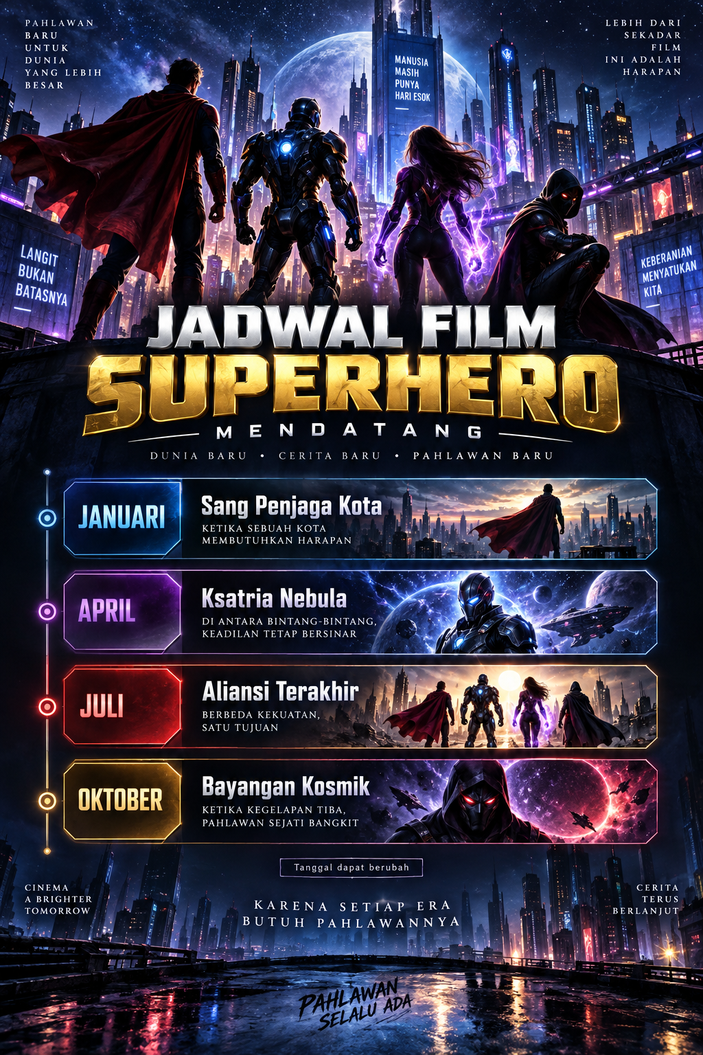 Jadwal Film Superhero Mendatang - superhero