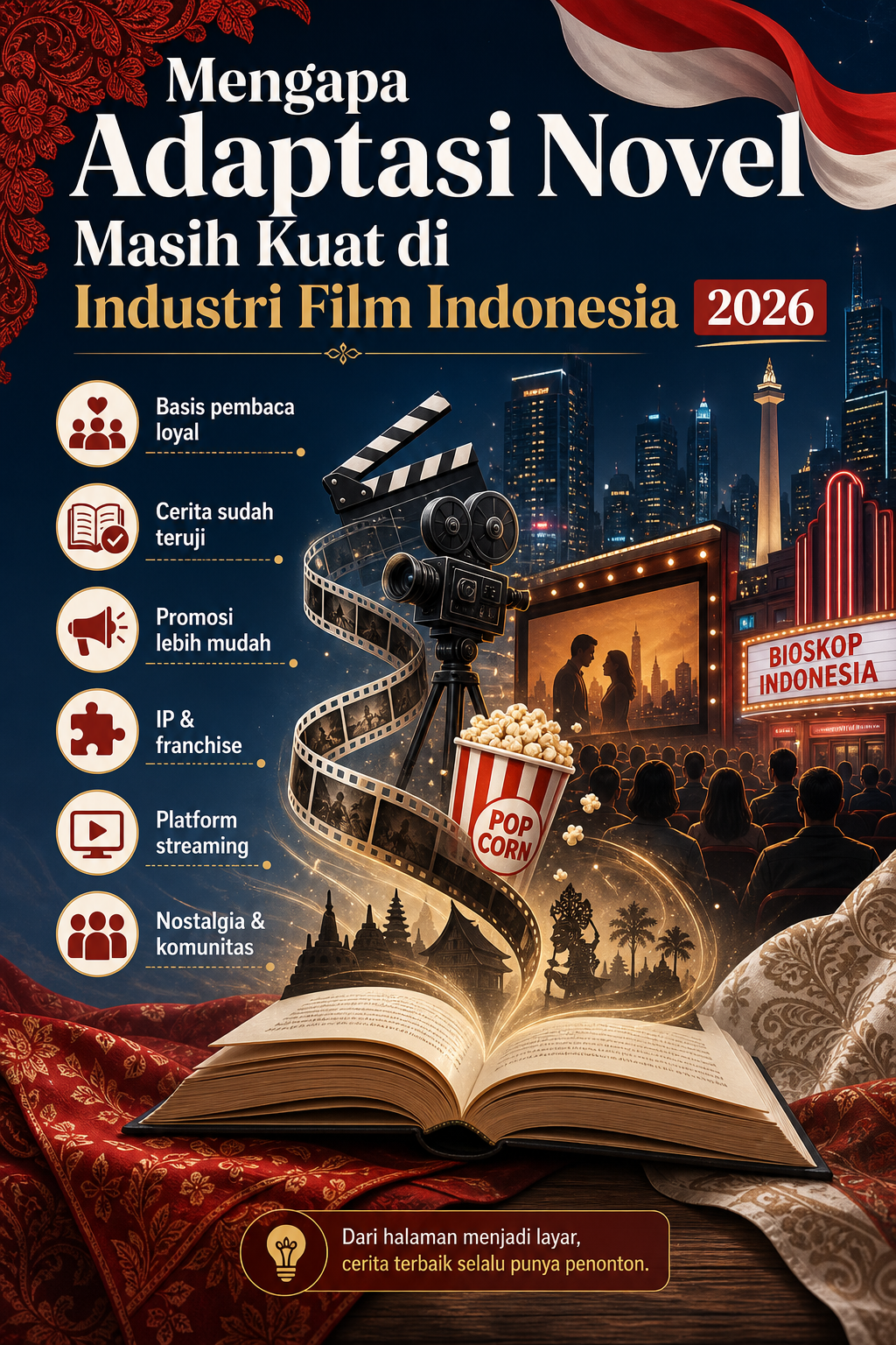 Mengapa Adaptasi Novel Masih Kuat di Industri Film Indonesia 2026? - film